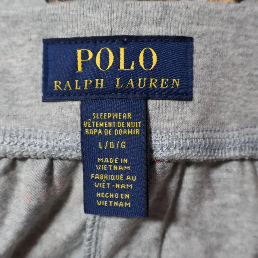 Polo Ralph Lauren Pajama Set Mens Large Blue Grey Polo Bear Winter $99 NWT